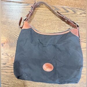 Dooney & Bourke Black Nylon Shoulder Bag with Brown Leather Trim *Project Bag*